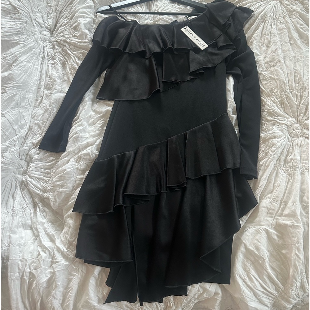 alice + olivia black ruffle dress - NWT